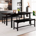 Space Saving Extendable Dining Table Set with Benches X730289