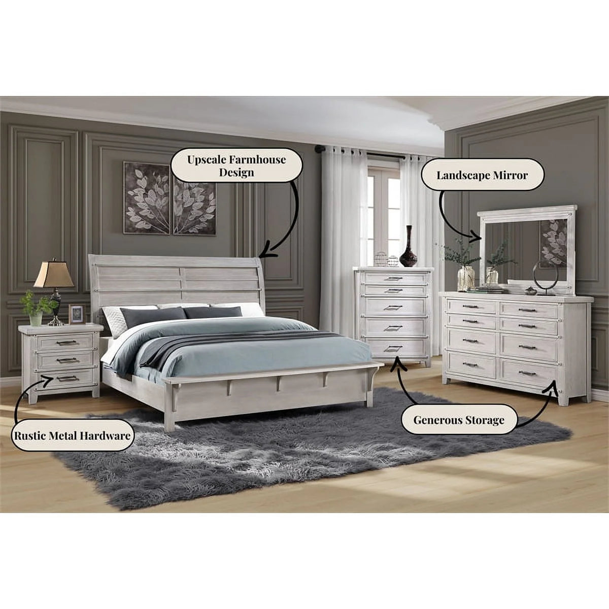 White Oak 3-Drawer Nightstand H755