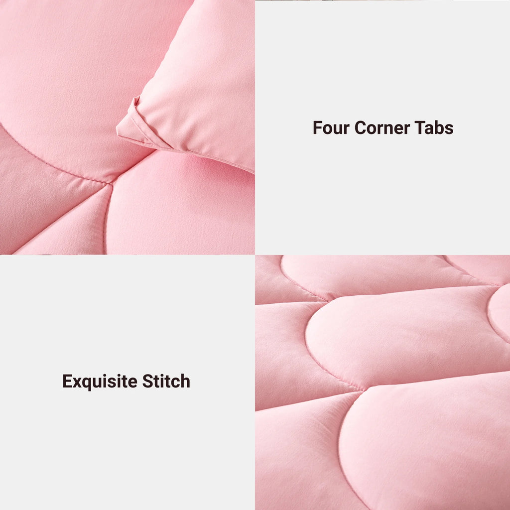 3 Pieces Reversible California King Pink Comforter Set V37271