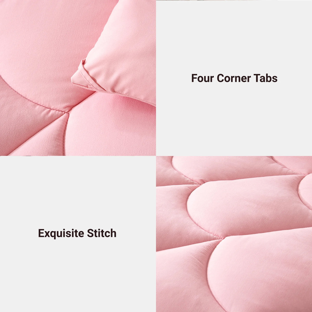 3 Pieces Reversible California King Pink Comforter Set V37271