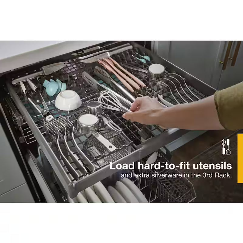White Built-In Dishwasher with Third Level Rack D682605