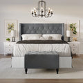 Black Velvet Upholstered Storage Bench Bed A46761
