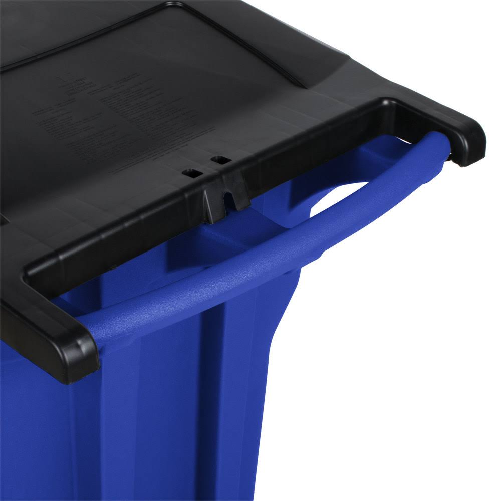 Blue 95 gal Square Rollouts with Casters N911