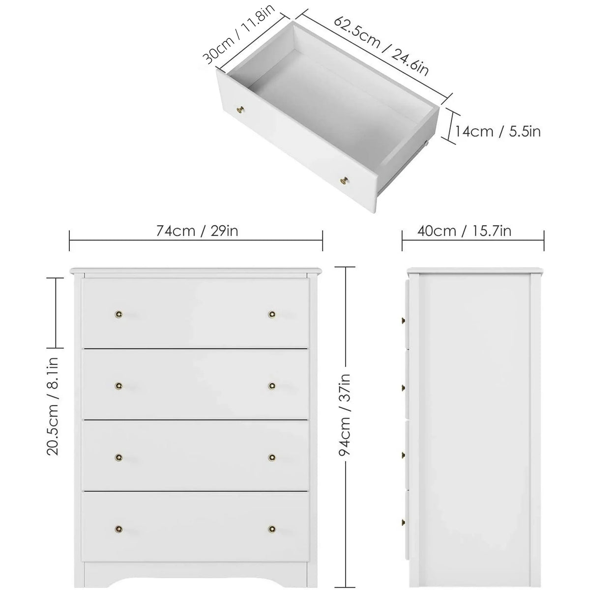 White 4 Drawer Dresser A799611
