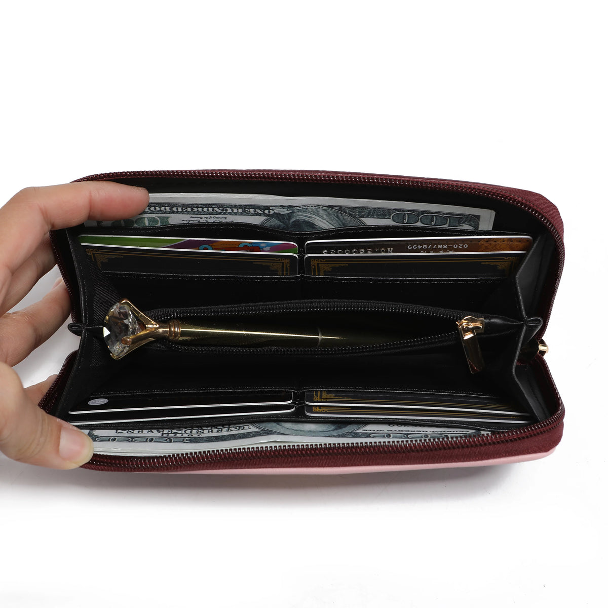 Burgundy Tote Bag & Wristlet Wallet U281390