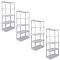 5 Shelf Plastic Garage Shelves, Pack of 4, White 750 lbs Capacity D409300