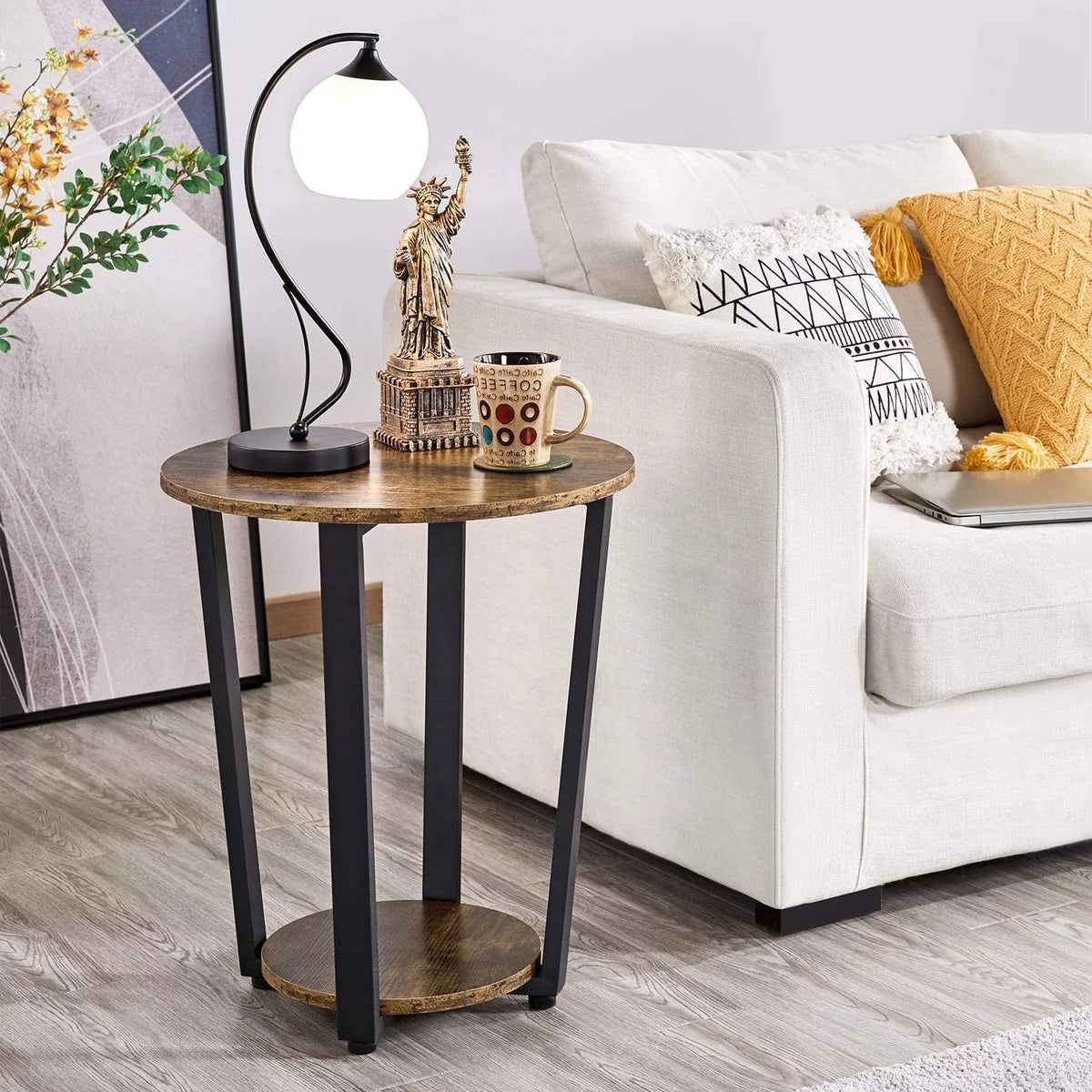 Round End Table with Storage Shelf O770