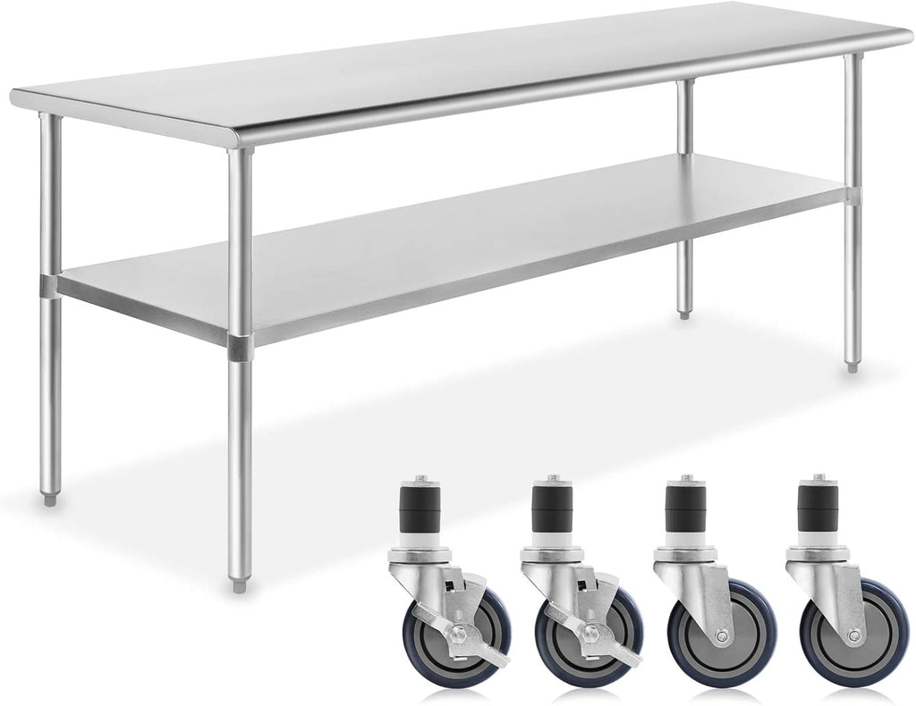 Stainless Steel Commercial Kitchen Prep & Work Table with 4 Casters N210
