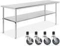 Stainless Steel Commercial Kitchen Prep & Work Table with 4 Casters N210