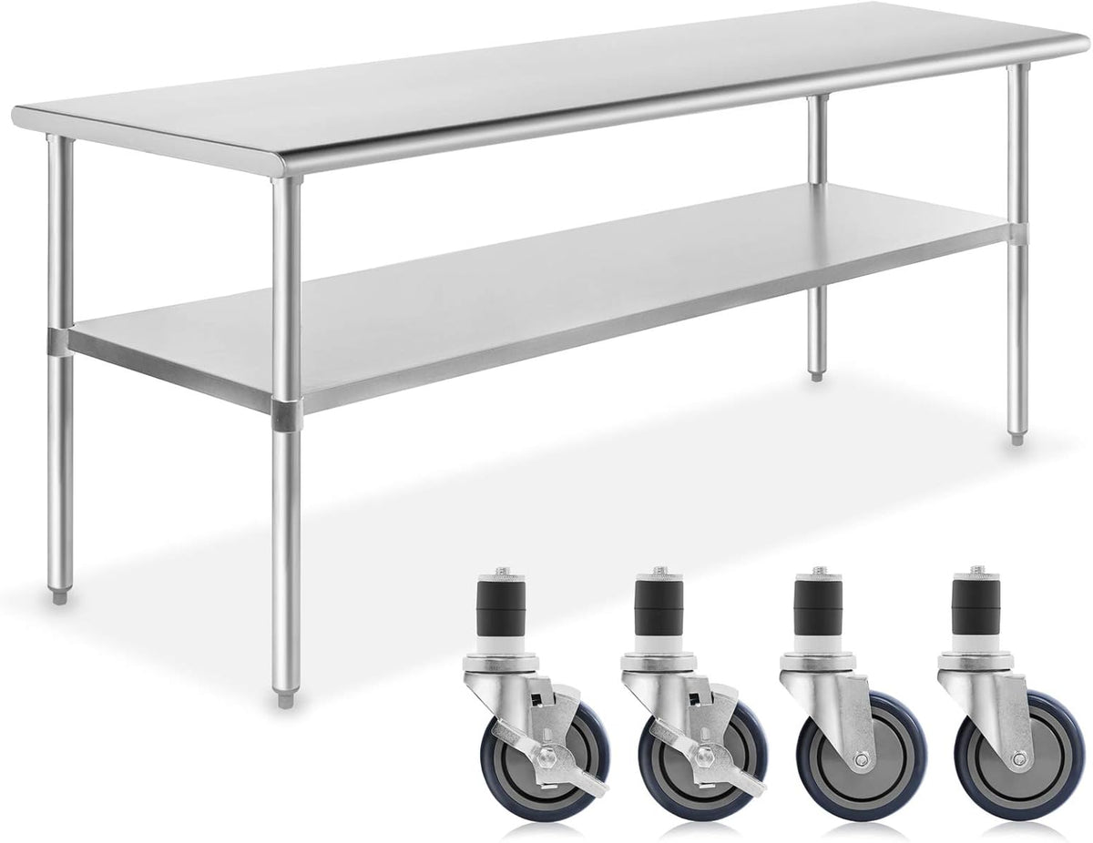 Stainless Steel Commercial Kitchen Prep & Work Table with 4 Casters N210