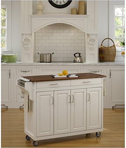 Stainless Steel Kitchen Cart in White Z714118