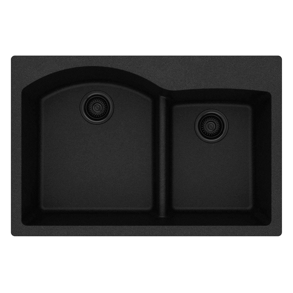Black Double Offset Bowl Kitchen Sink H83028