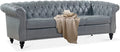 84" Gray Leather Chesterfield 3-Seater Sofa G554903