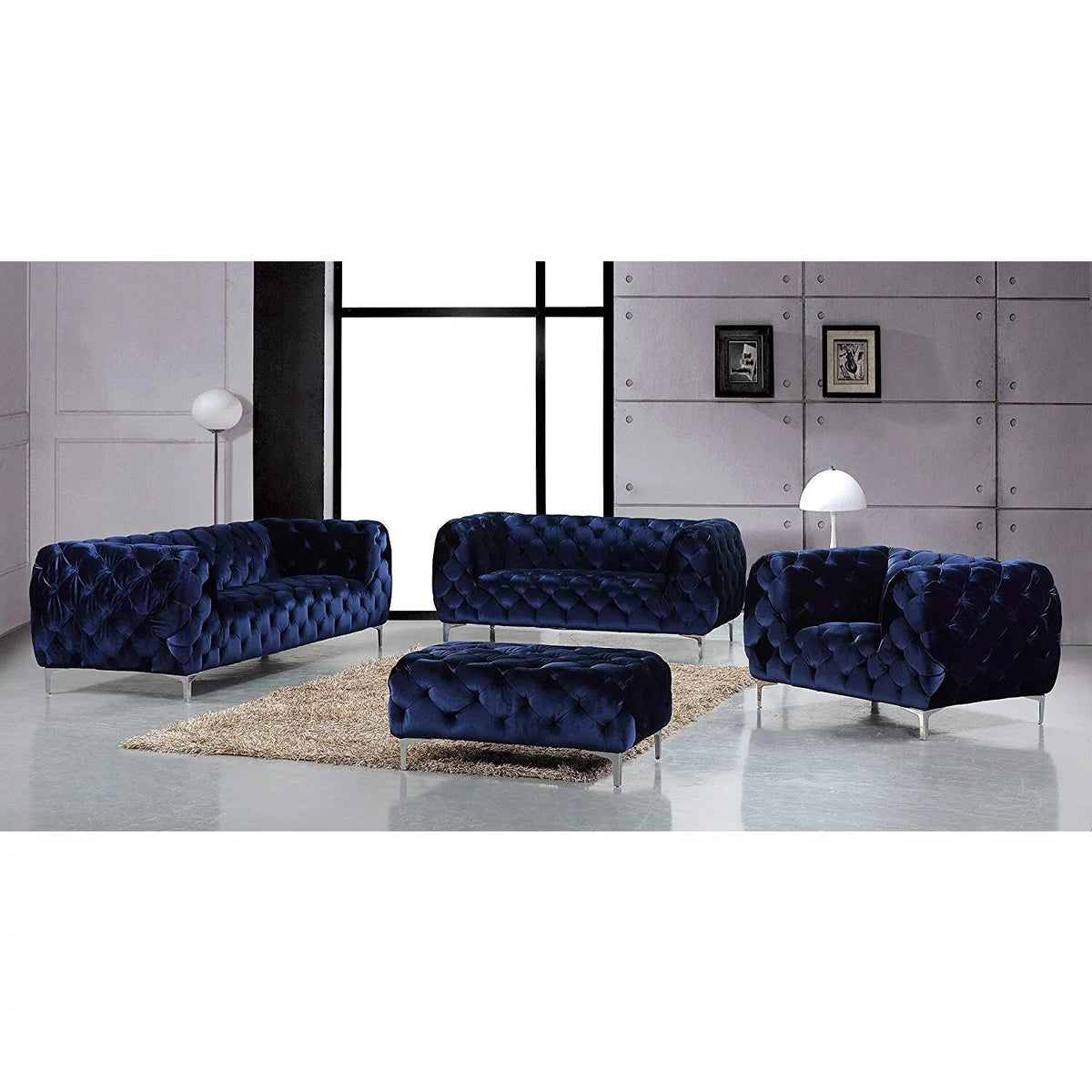 Navy Velvet Sofa Y2699