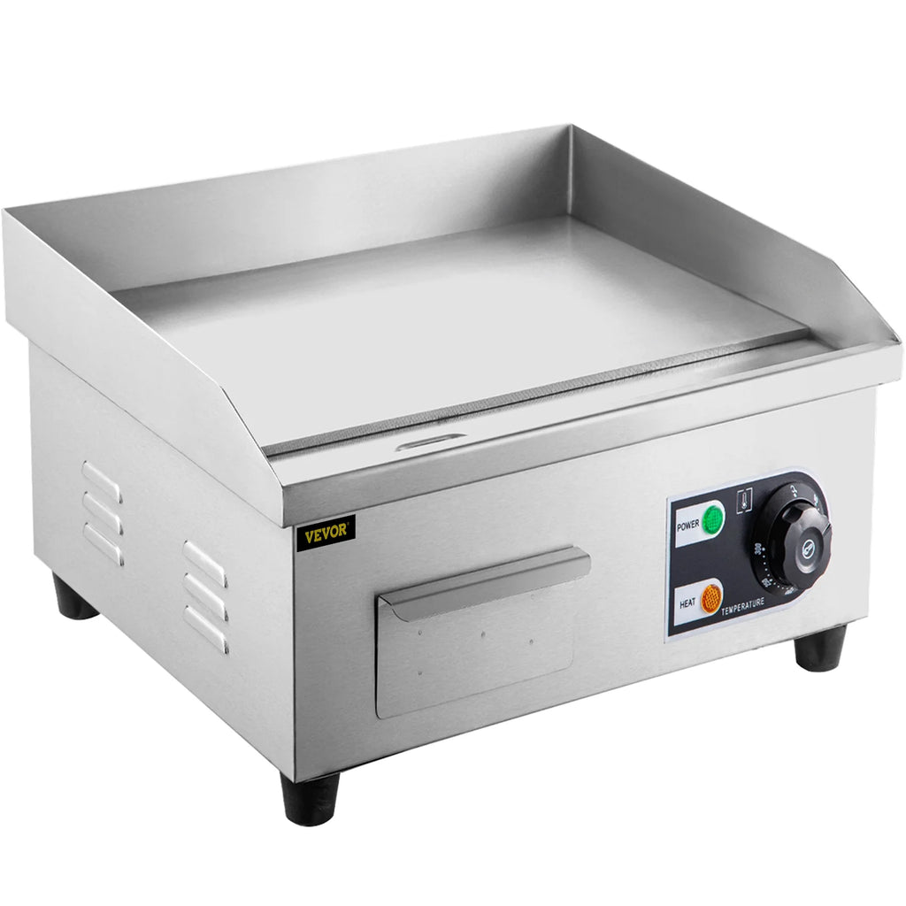 14" Electric Countertop Flat Top Griddle 1500W Non-Stick Stainless Steel S11594