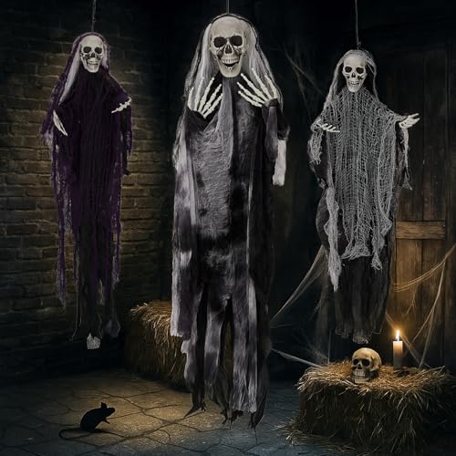Hanging Skeleton Ghost Halloween Decoration R911678
