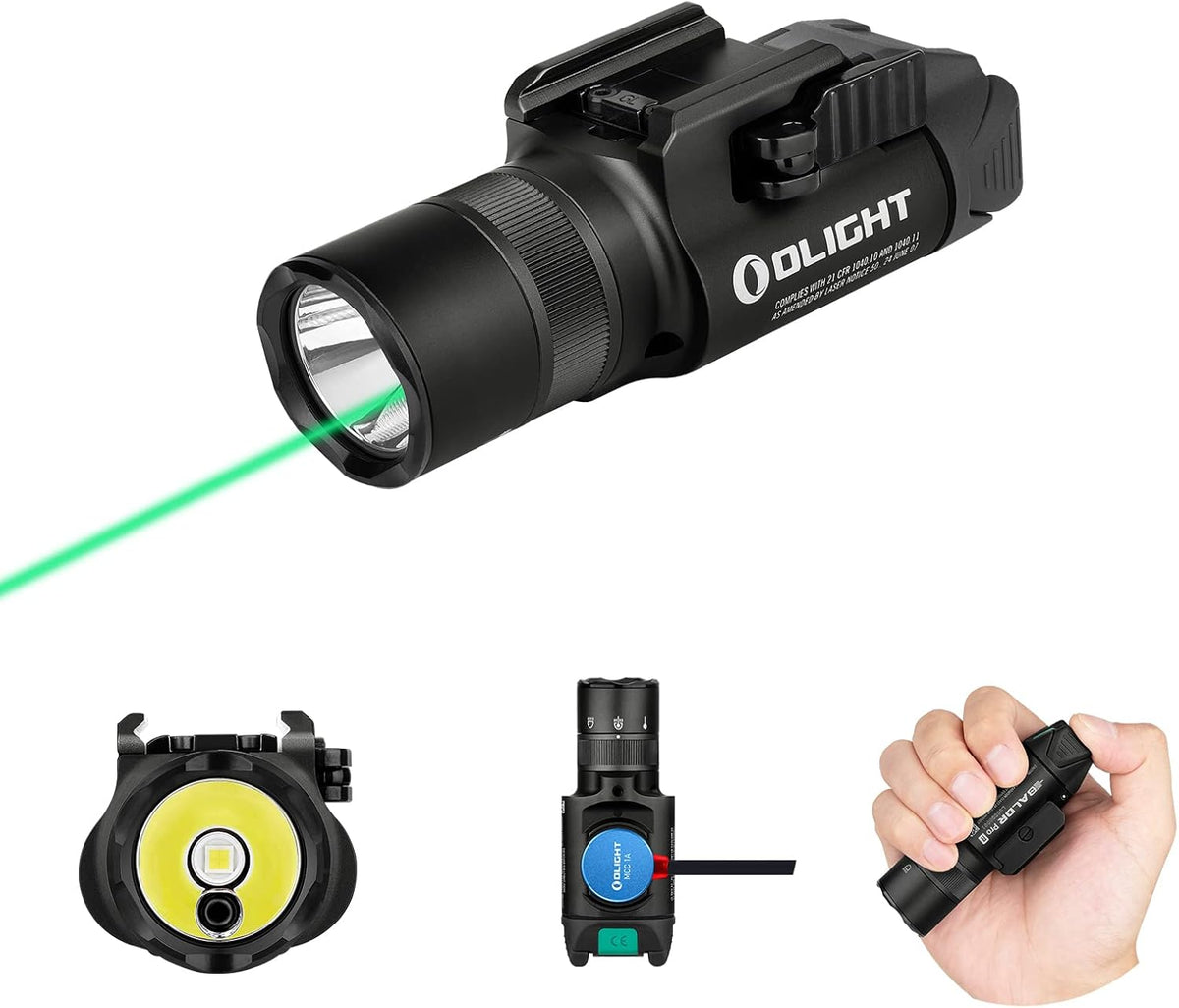 1350 Lumens Rechargeable Tactical Flashlight with Green Beam and White LED K16901