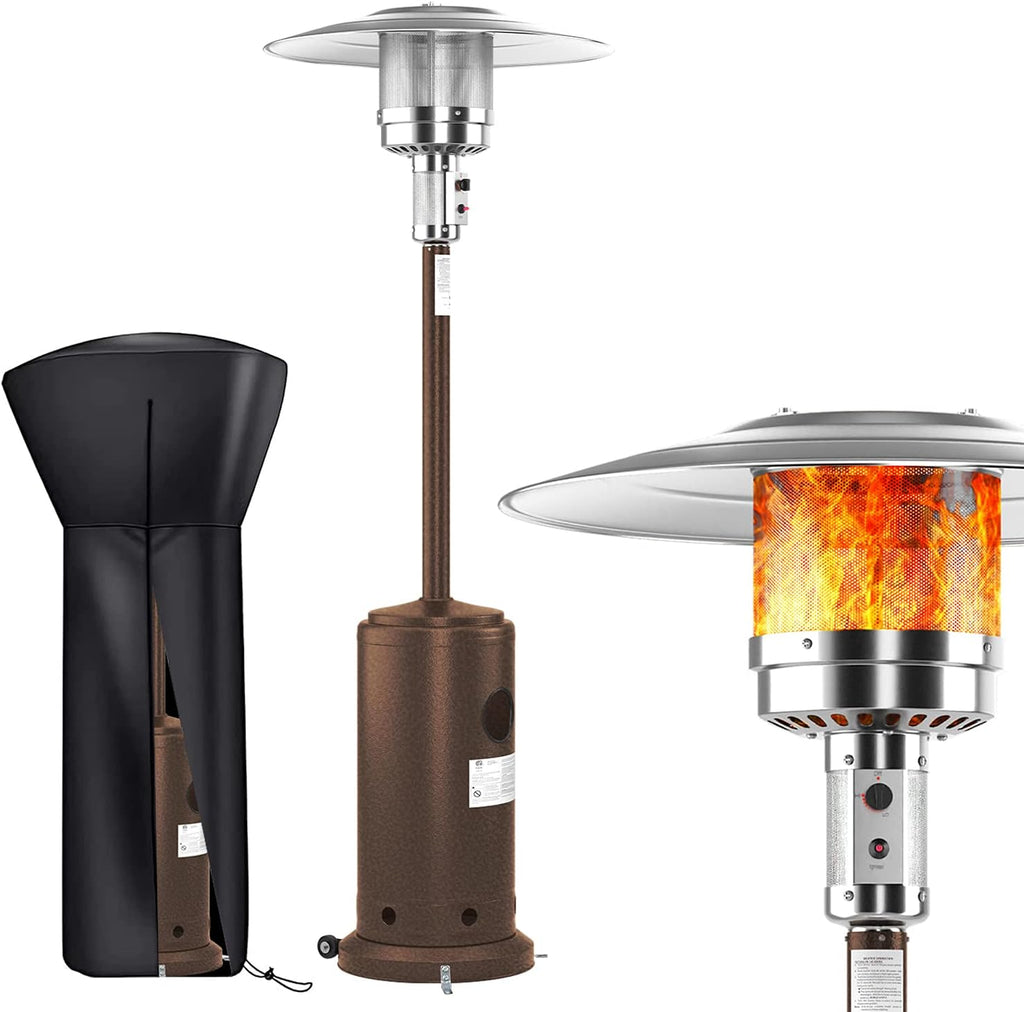 Propane Patio Heater with Cover, Stainless Steel, Bronze G879