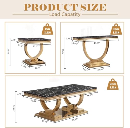 Marble Console Table with Stainless Steel Base F396