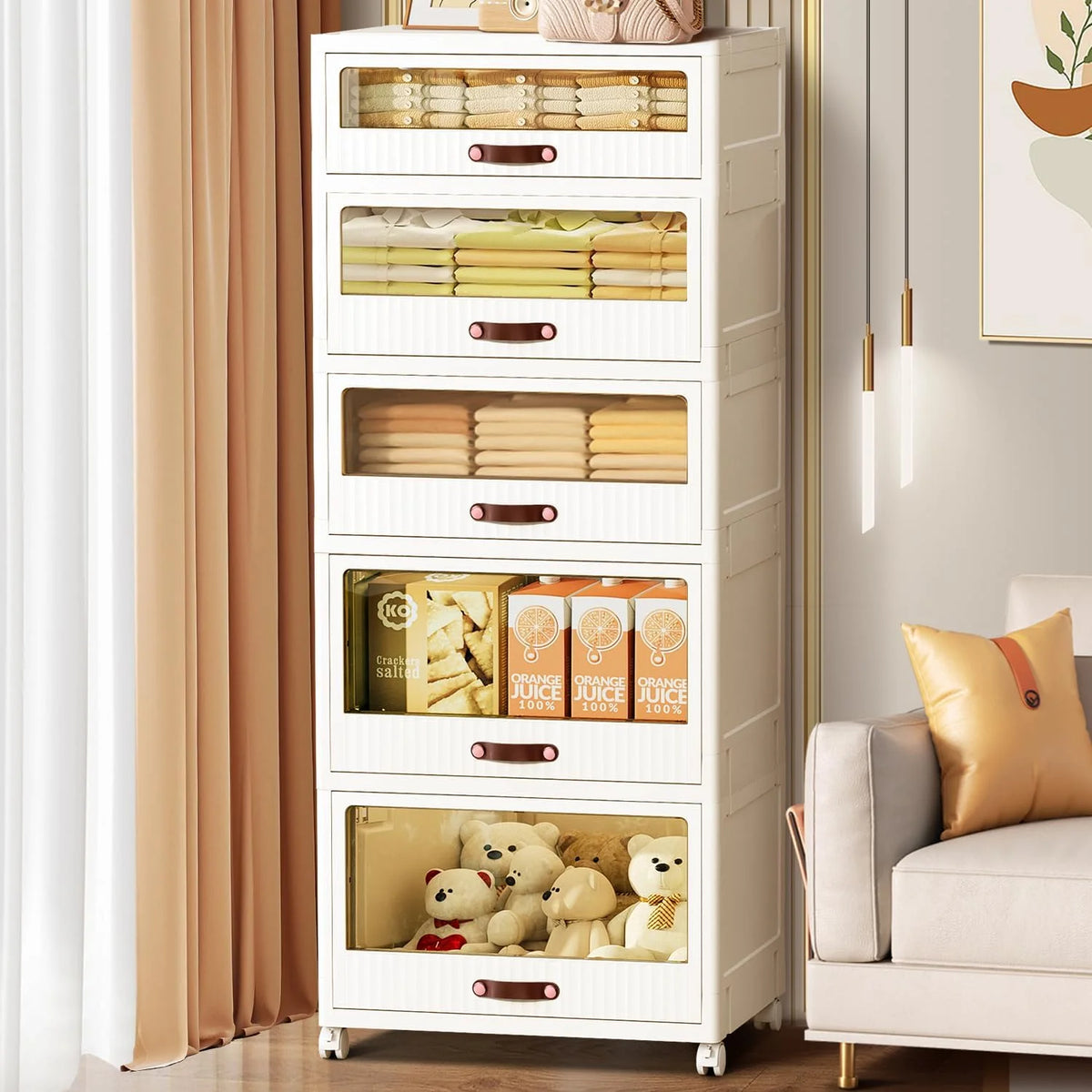 White 5 Drawer Plastic Dresser V318172