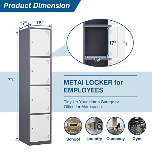 4 Door Steel Locker Cabinet with Lock and Keys S354379