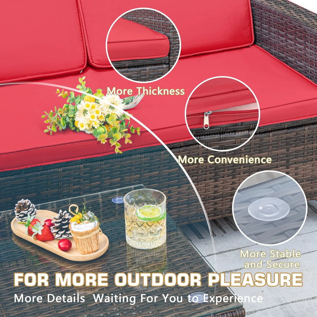 4-Piece Wicker Conversation Set with Cushions E284951