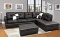 L-Shape Faux Leather Sectional Sofa with Chaise and Ottoman V953