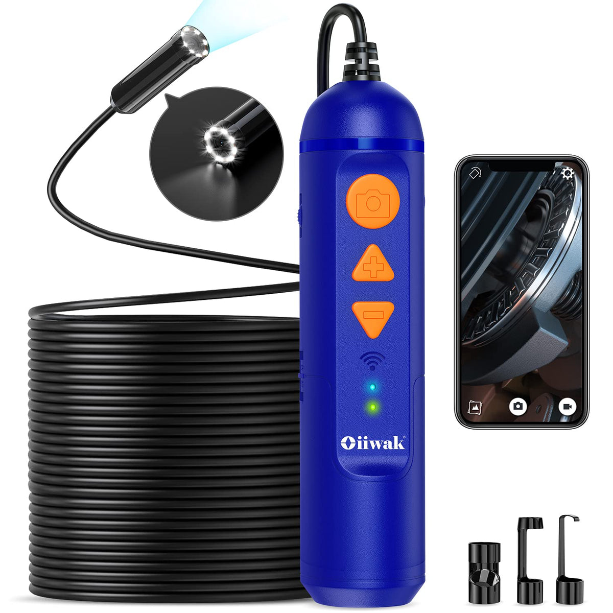 50FT Wireless Endoscope 5MP Auto Focus WiFi Drain Camera with Flashlight W571487