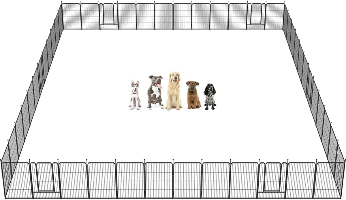 Dog Playpen 8/16/24/32 Panels 24/32/40-Inch Height Pet Fence Gate with Doors J38769