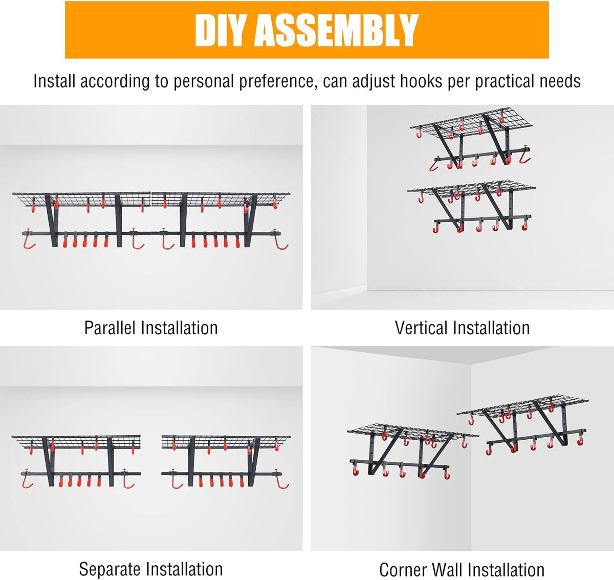 Wall Shelving 2-Pack with Bike Hooks M186