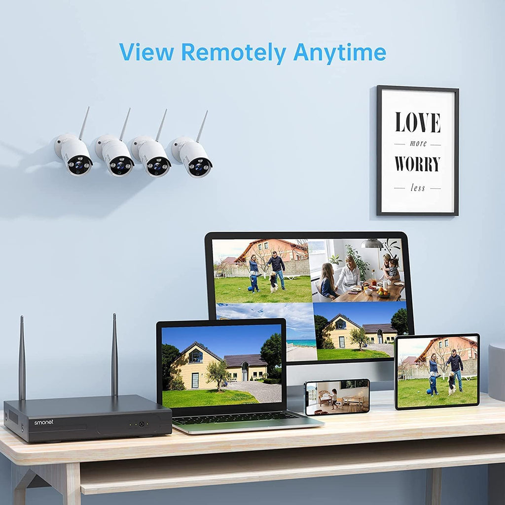 3MP Wireless Security Camera System with Audio, 8CH NVR Kits, 4pcs 3MP Indoor Outdoor WiFi IP Cameras, Night Vision, AI Human Detection S819275