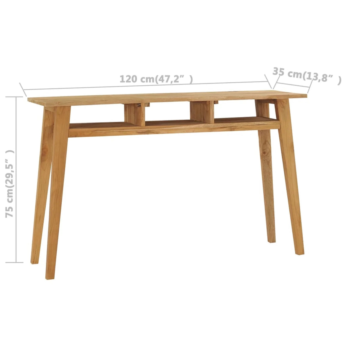 Teak Wood Console Table with 3 Open Shelves P866886