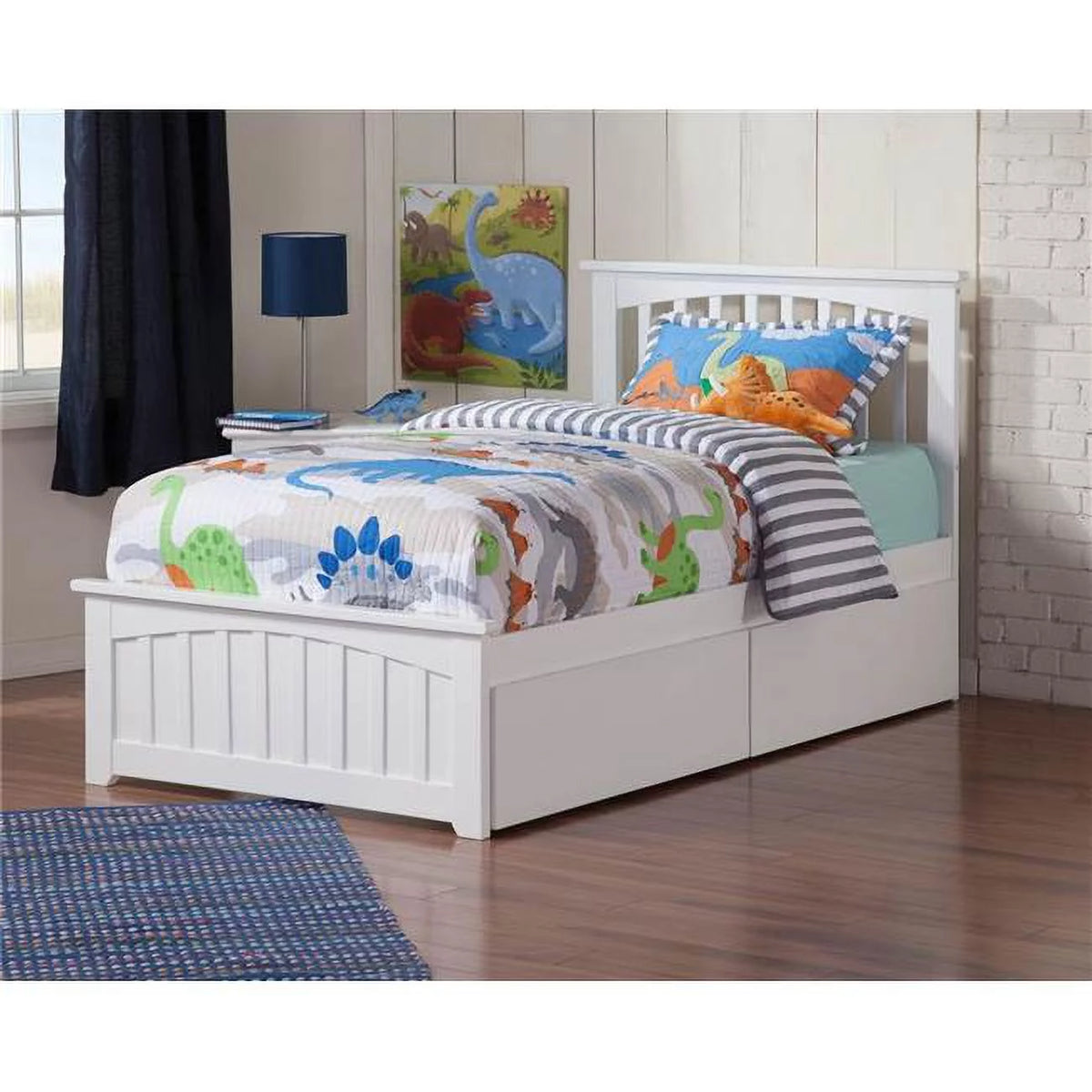 White Twin Bed Footboard with Drawer X7492