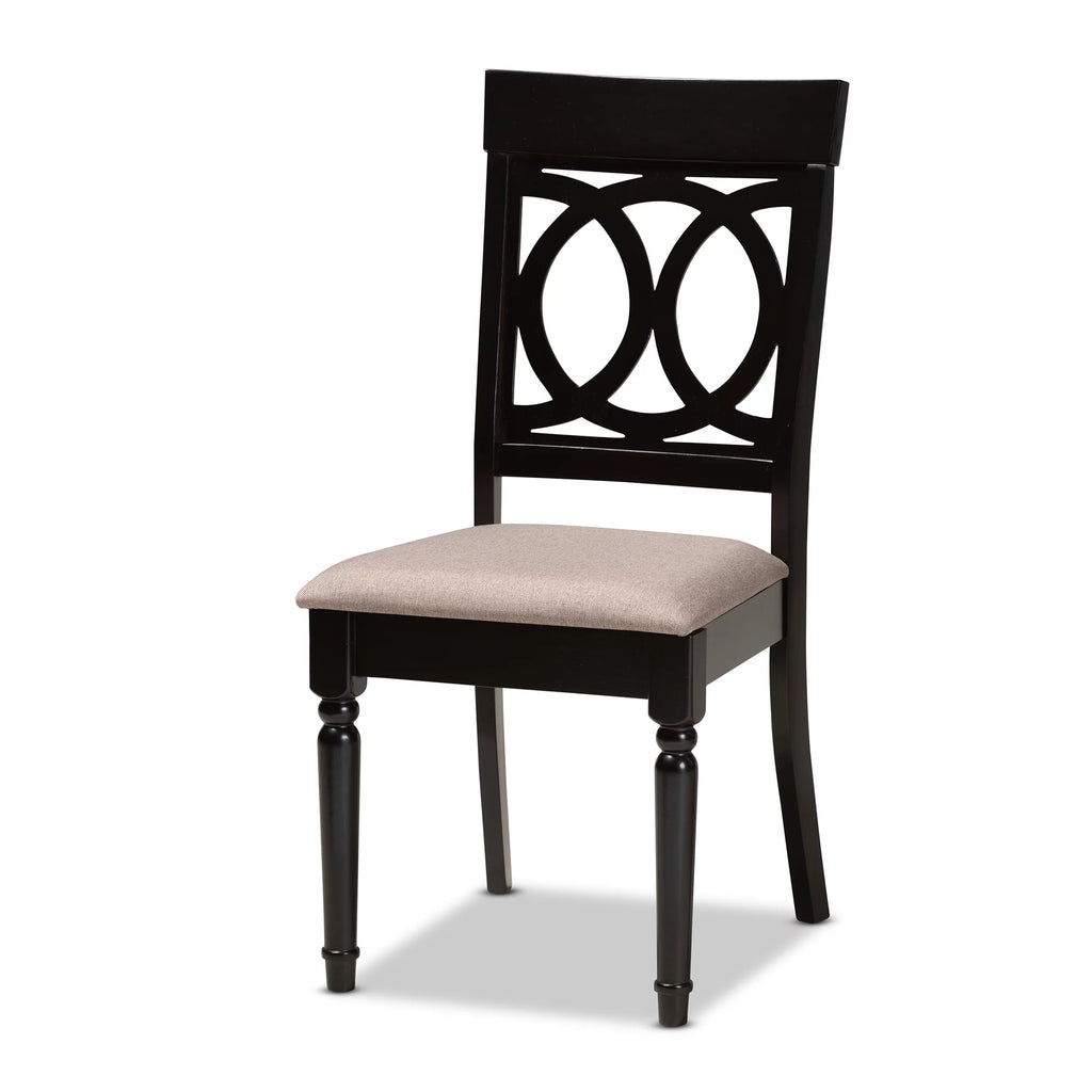 Sand Fabric Upholstered Dark Brown Wood 7-Piece Dining Set P980