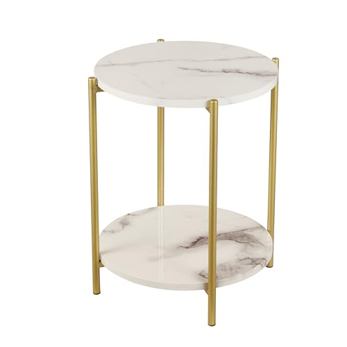 2 Tier Round Folding Side Table with Removable Tray L685