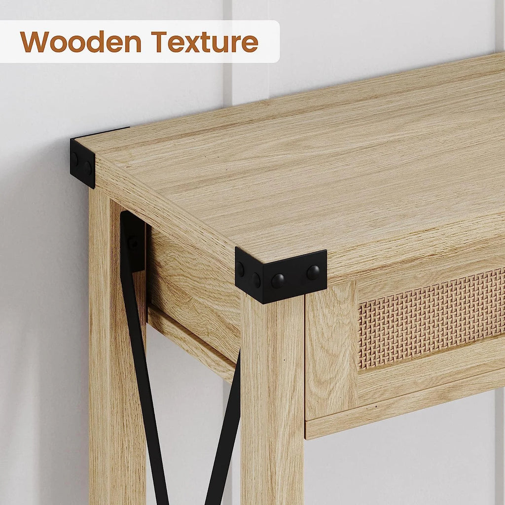 43" Console Table with Rattan Drawers N2943