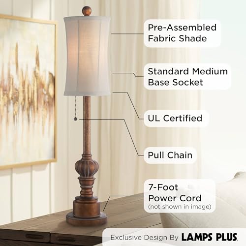 Set of 2 28" Tall Cream Fabric Bell Shade Buffet Table Lamps M951