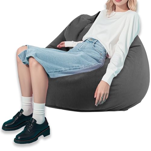 Black Memory Foam Bean Bag Chair with Handle I463857