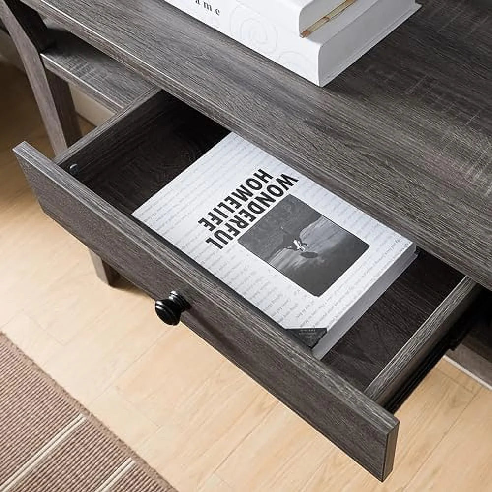 Console Sofa Table with Wooden Shelves Splayed Legs 42 Inch A7344