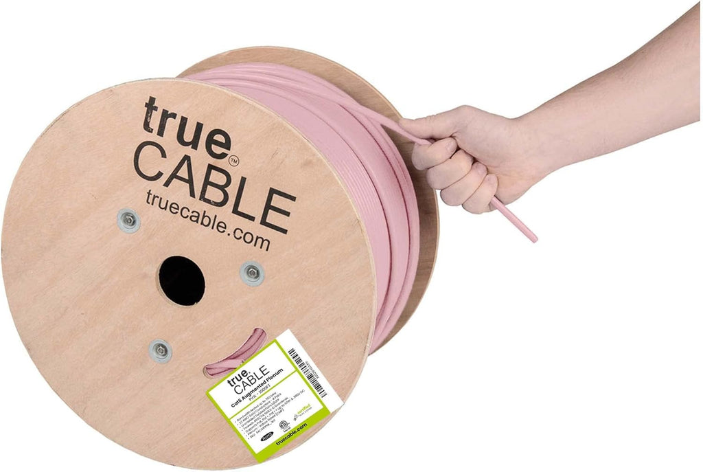 Pink 1000ft Cat6A Plenum Bare Copper Ethernet Cable S83044
