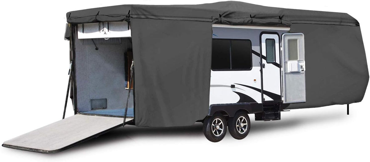 Waterproof RV Travel Trailer Cover Fits 14'-16' with Zippered Panels C8844