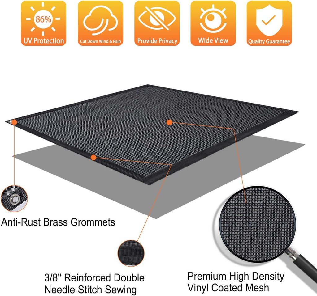 Black Mesh UV Blocker RV Awning Sun Shade Screen 15' x 9' H325360