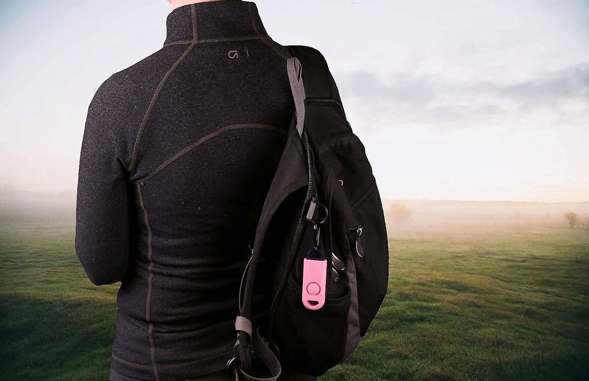 Emergency Alarm with Tripwire Hook, Battery Included, Carabiner Included, Family Pack (5), Pink E861