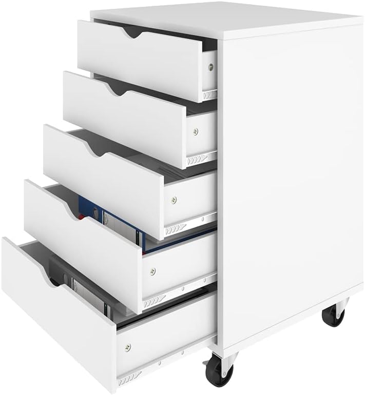 White 5 Drawer Mobile Storage Cabinet F75106