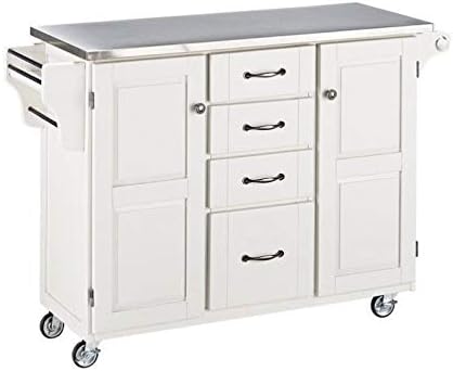 Stainless Steel Kitchen Cart in White Z714118