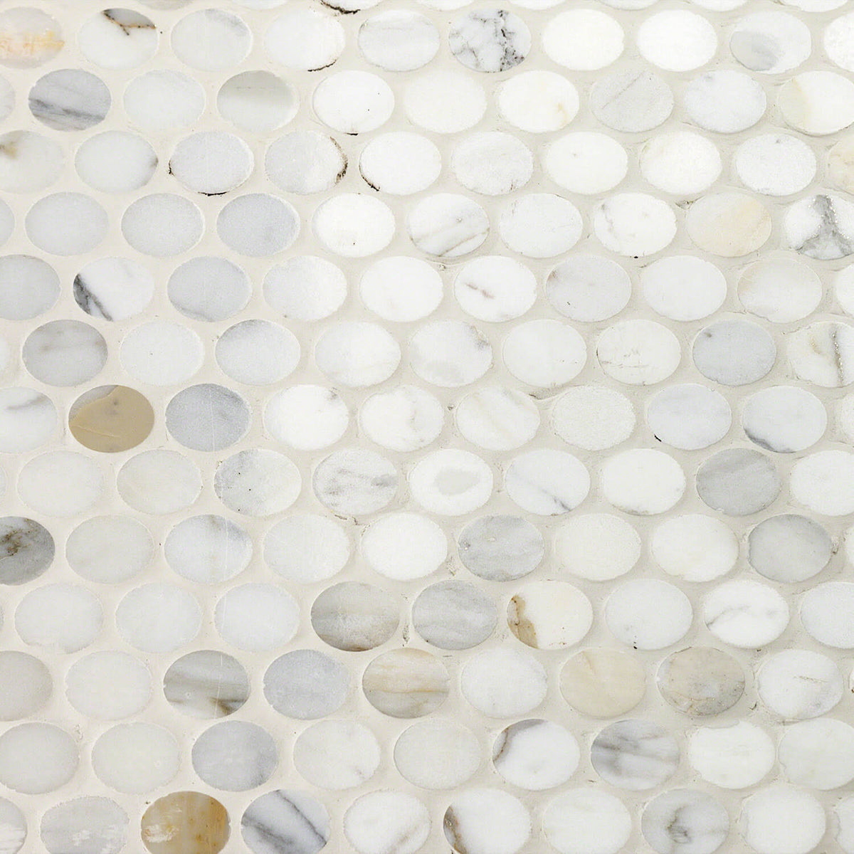 Calacatta Penny Rounds Polished Marble Tile W5995