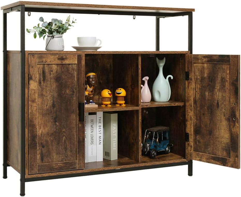 Rustic Brown Free Standing Storage Cabinet with 2 Doors T466