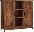 Rustic Oak Wooden Storage Cabinet with 2 Doors and 2 Open Shelves Q4252
