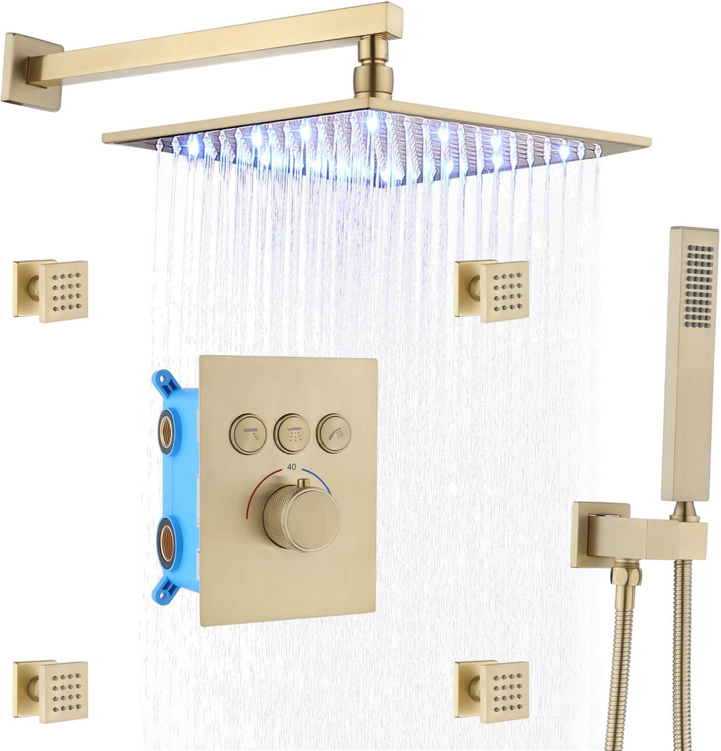 12 Inch Brushed Nickel Thermostatic Shower System S326