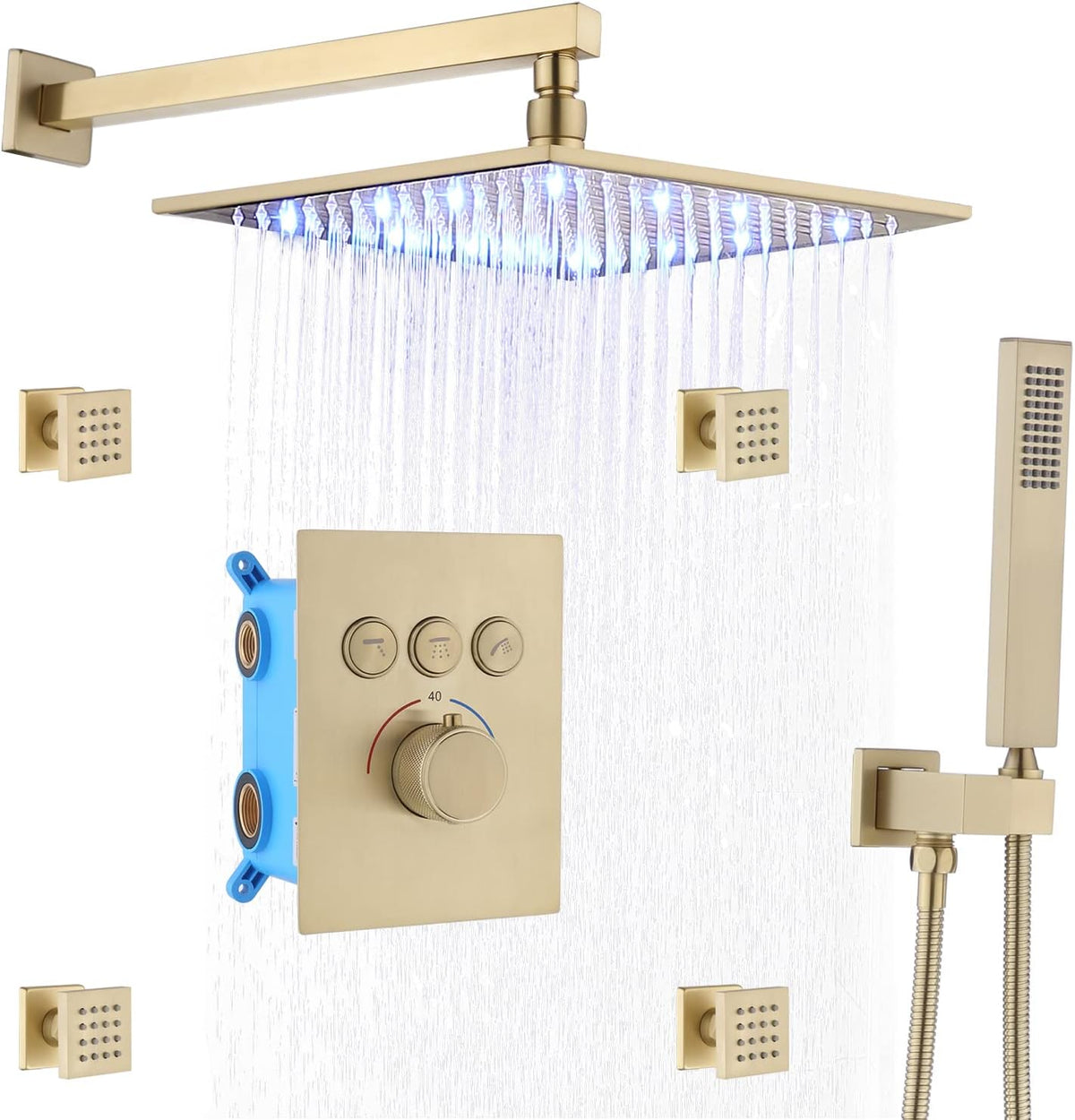12 Inch Brushed Nickel Thermostatic Shower System S326